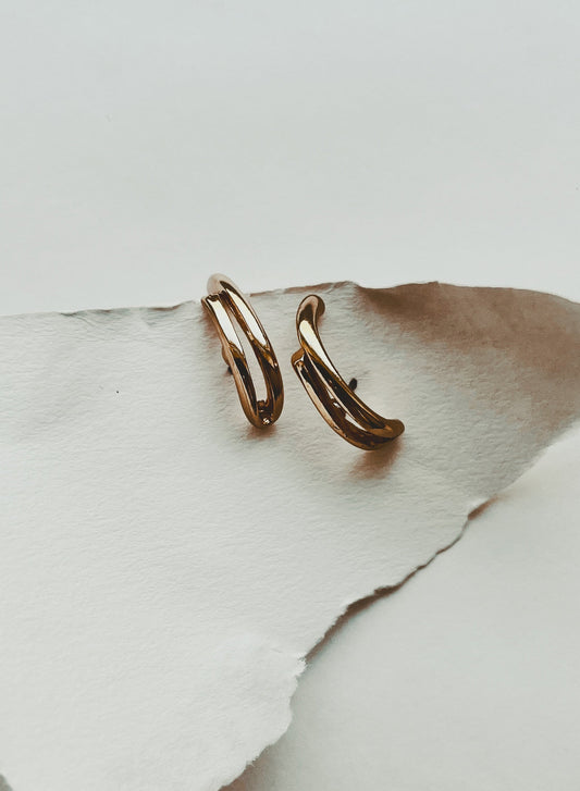 Blue Sky - Lobe Hugger Studs - Gold Tone